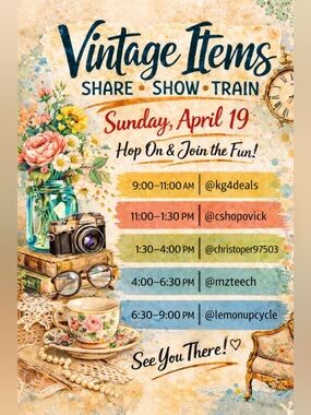 Vintage Share Show Train!!!! Sunday, April 19, 2026